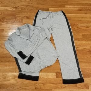 Victoria's Secret gray with black lace pajama set small
